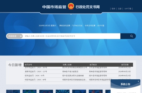 中国市场监督行政处罚文书网